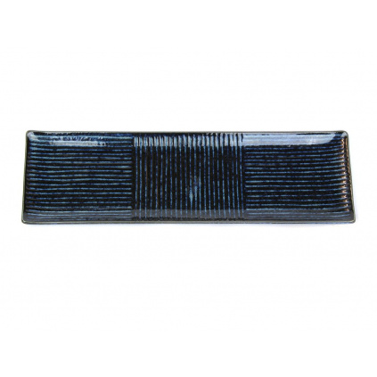 Lines Dark Blue Rectangular Plate 33 x 10 cm